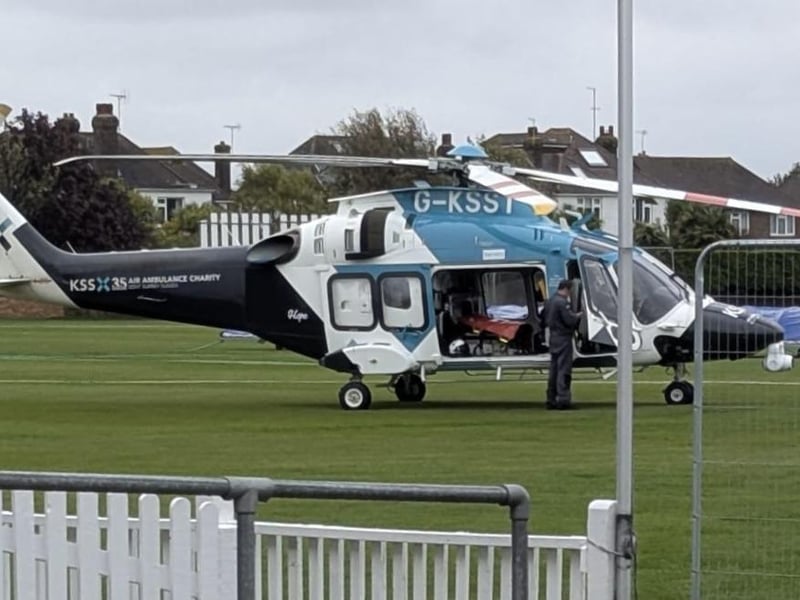Photos taken in St Floras Road show multiple police cars, including the police dog unit. They were joined by paramedics, with an air ambulance landing nearby.