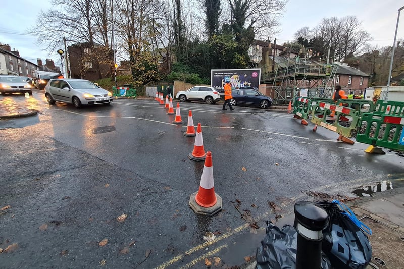 Roadworks at the White Hill and St Johns Terrace junction in Lewes. Photos: Valmai Goodyear