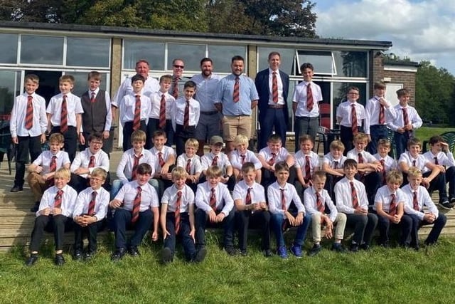 Heath U12s graduated to junior rugby with a Club tie presentation by 1st XV captain on Saturday. Picture: Submitted