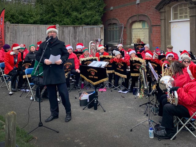 Eastbourne Silver Band's Christmas Day concert on the Wish Tower Slopes.