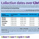 Bin collection dates over Christmas 