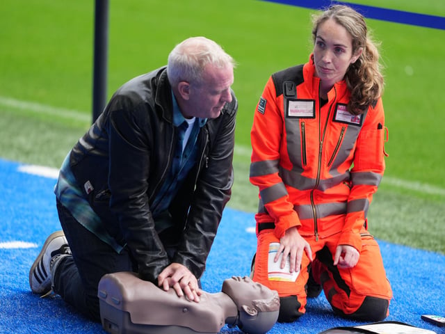 Music legend Fatboy Slim does CPR training at Amex Stadium ahead of Restart A Heart Day