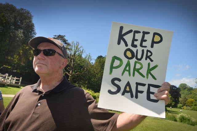 Protest against controversial cycle route plan in Alexandra Park in Hastings June 11 2022.