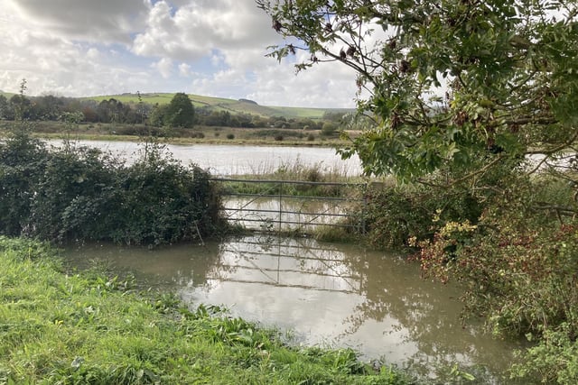 The River Adur at Upper Beeding following the late-morning high tide on Thursday, October 30, 2023