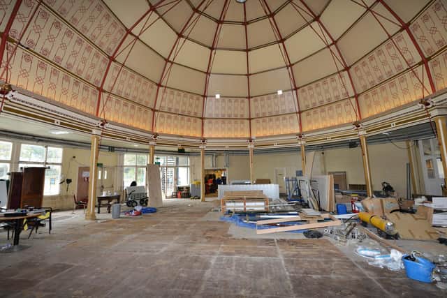 Photo showing the refurbishment work that's being carried out at the 140-year-old Winter Garden in Eastbourne back in 2020