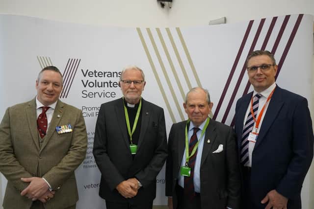 Caption: From L to R Gary Hart founder VVS. The Reverend Canon Roger Hall MBE Patron of the VVS. Col Sir Brian Barttelot, Bt. OBE DL President of the Lodge Hill Trust. Matthew Wykes Chair of the Lodge Hill Trust.