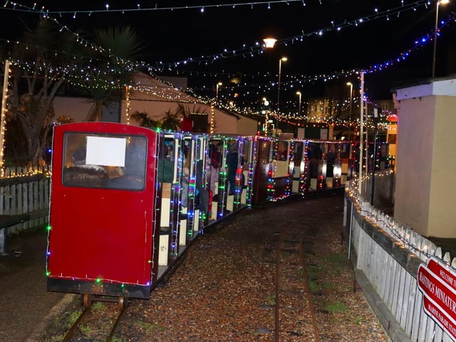 Hastings Miniature Railway Christmas light train. Photo by Kevin Boorman.