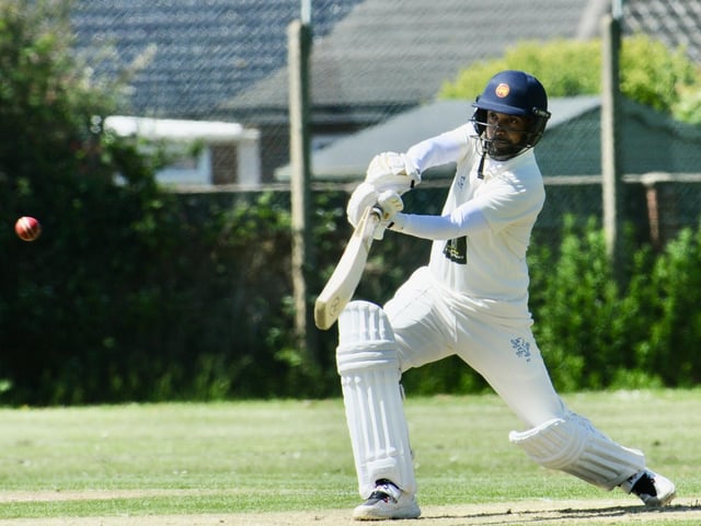 Action from Goring CC v Pagham CC in Division 3 West of the Sussex Cricket League