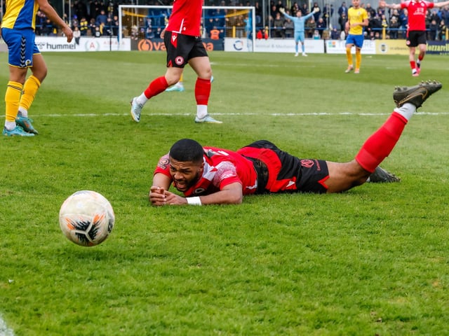 Eastbourne Borough recovered from 2-1 down at half-time to win 3-2 at St Albans City. Picture by Lydia Redman