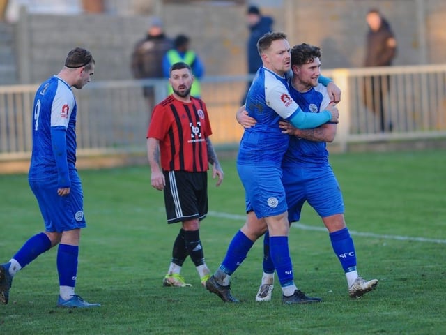 Action from Shoreham's win over AFC Varndeanians in the SCFL premier division