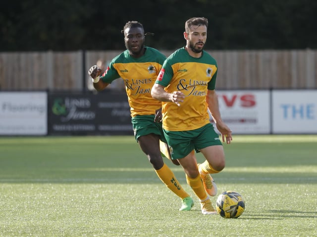 Action from Horsham's 2-0 home defeat to Bishop's Stortford in the Isthmian Premier on Saturday