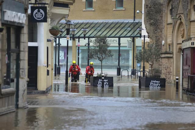 Flooding in Hastings town centre on January 16 2023.
