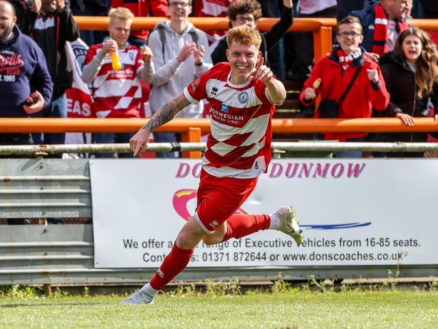 Action from Eastbourne Borough's final-day 3-2 win at Braintree - the Sports have stayed up with six points to spare