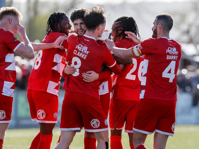 Action from Eastbourne Borough's 5-1 home loss to Maidstone in the National League South