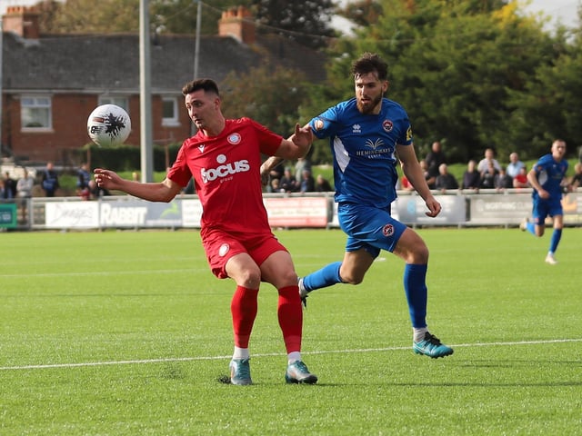 National League South action at Woodside Road between Worthing and Truro City