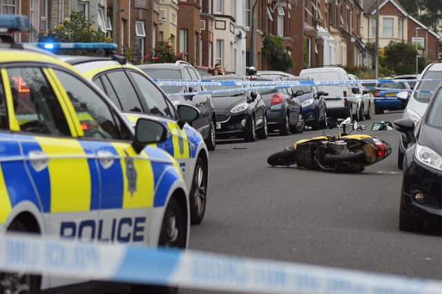 A serious collision happened between a car and motorcycle in Clifton Road, Hastings, just after 2.30am on (Wednesday) July 20. Photo by Dan Jessup.