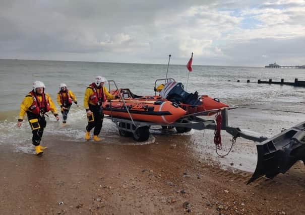 Eastbourne RNLI were called to help police and local coastguards with an incident at sea.