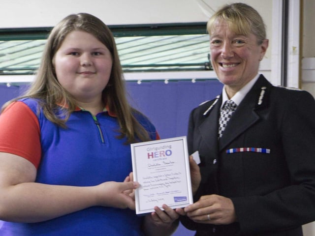 Charlotte Searle Hero Award & Gold Guide Award with Jo Shiner, Chief Constable of Sussex Police
