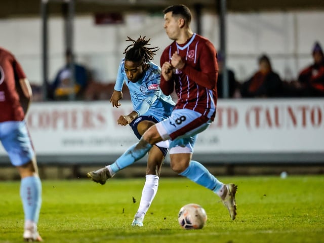 Action from Eastbourne Borough's 2-1 win at Taunton Town in National League South