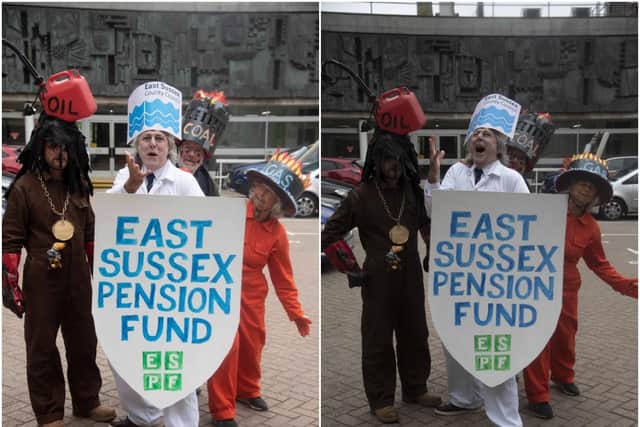 Climate campaigners protest against East Sussex County Council 'shielding' oil and gas companies (Photos by Katie Vandyck)
