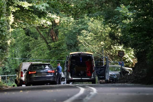 A section of the A21 was closed near Hastings on Thursday, July 13, following reports of a collision. A police van at the scene. Photo: Sussex News and Pictures