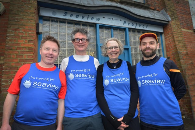 Runners from the Seaview Project in St Leonards will be running the half marathon in Hastings to help raise funds for the centre. L-R: Nick Perry, Dave Perry (Chief Officer Seaview Project), Anne Cornish and Matt Pitts.