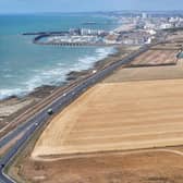 Ovingdean looking west, parched fields towards Brighton.