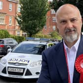 'We need more bobbies on the beat' - Labour's Paul Richards outside Eastbourne police station.