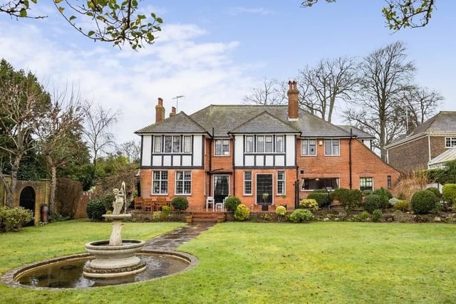 This substantial five-bed home was built in the 1920s and boasts impressive gardens and four reception rooms. There is no onward chain and the property is on the market for £1.35million.