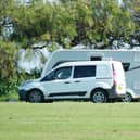 Travellers' caravans have arrived in Goring Gap, Worthing. Picture: Sussex News and Pictures