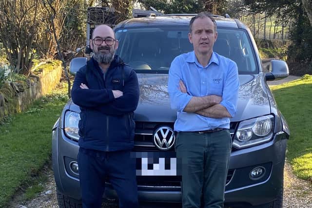 From left: Ed Bentley and Matt Dobbs are two members of a Mid Sussex team delivering pick up trucks to Ukraine this week