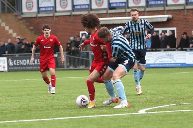 Action from Worthing FC's National League South match with Bath City at Woodside Road