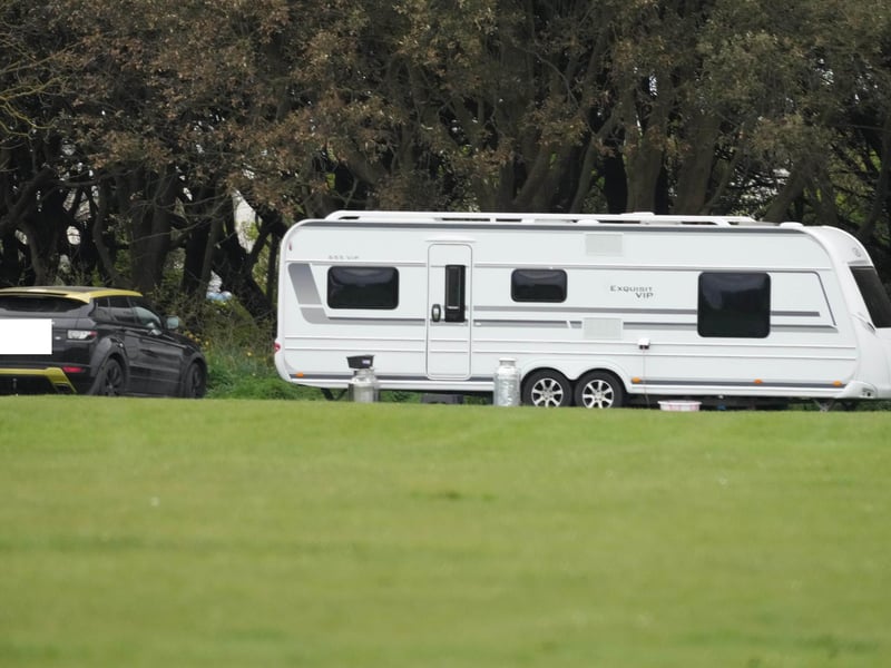 Caravans were pictured at Goring Gap on Saturday, April 11, amid reports of a new traveller encampment. Photo: Sussex News and Pictures