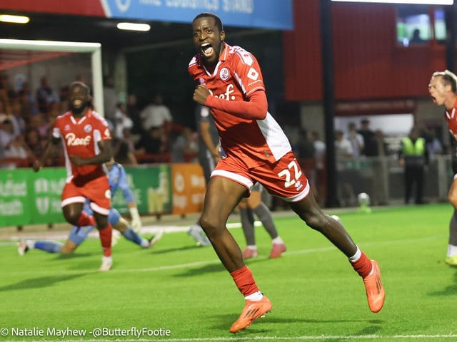 Crawley Town drew 1-1 with MK Dons at the Broadfield Stadium - here are fans, actions and goal celebrations