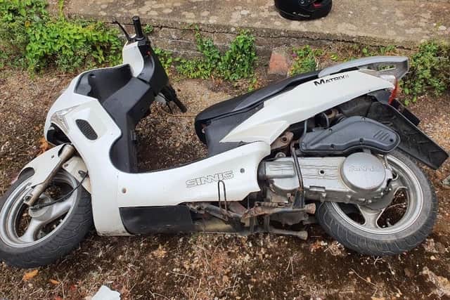 The moped which was found by Selwyn Road, Eastbourne. Picture from Sussex Police