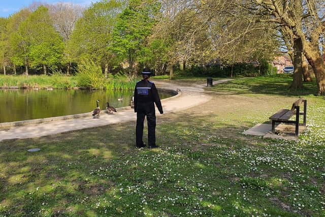 -Police by Common Pond in Hailsham. Picture from Sussex Police