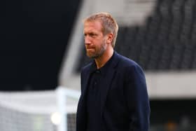 Graham Potter is known for pulling surprises with his line-ups but this is the first time this season that he has opted against choosing a recognised striker. (Photo by Bryn Lennon/Getty Images)