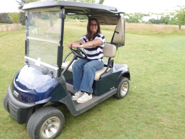 Taking the golf cart for a spin.
