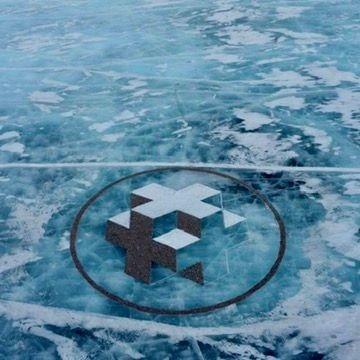 Geometric form on frozen lake