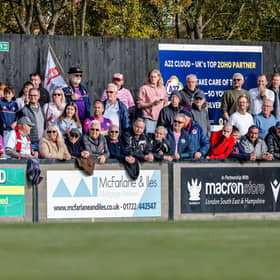 Some of the Borough fans at SAlisbury - where they made themselves heard despite a cup defeat | Picture by Lydia Redman