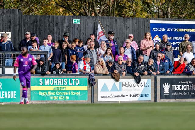 Some of the Borough fans at SAlisbury - where they made themselves heard despite a cup defeat | Picture by Lydia Redman