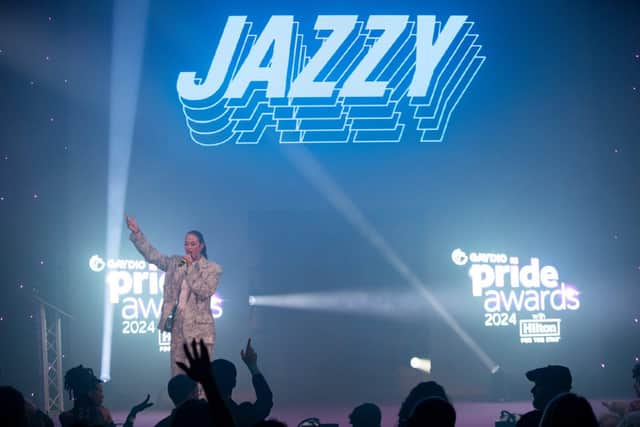 Jazzy performing at the Gaydio Pride Awards 2024.