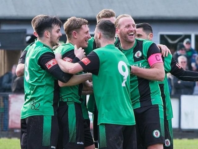 Burgess Hill Bbeat Corinthian 4-1 with two goals from Dan Perry and one each from Dave Martin and Martyn Box. Picture by Chris Neal