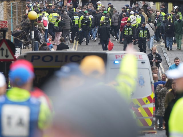 Brighton is swarming with police officers ahead of a Premier League match between Albion and Crystal Palace