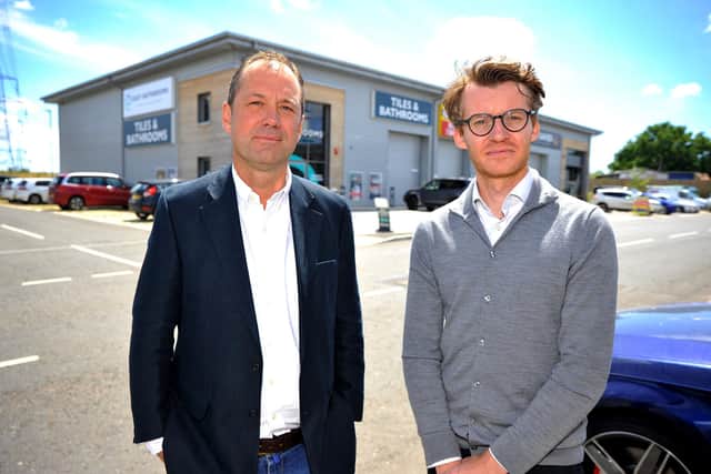 Jeff Hobby, MD and owner of Dunmoore Group and Alex Marshall, development director, at Billingshurst Business Park. Pic S Robards SR2206286