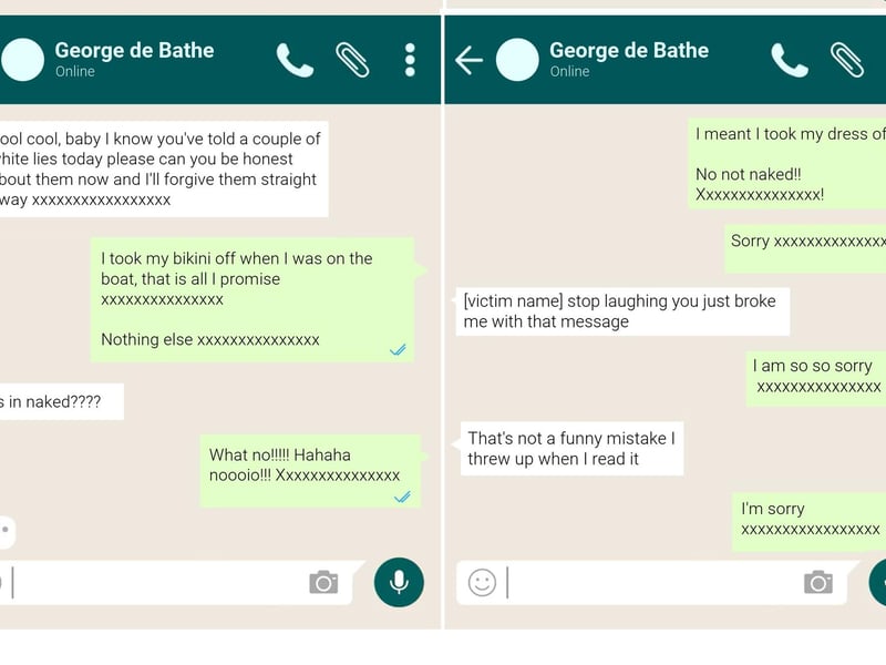 A Sussex Police Facebook post read: “These manipulative, controlling texts are the tip of the iceberg of George De Bathe’s abusive behaviour."