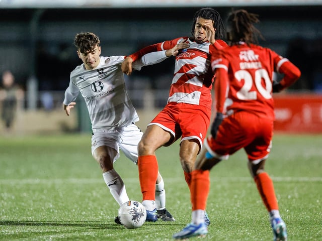 Action from Eastbourne Borough's Sussex Senior Cup quarter-final versus Hastings United