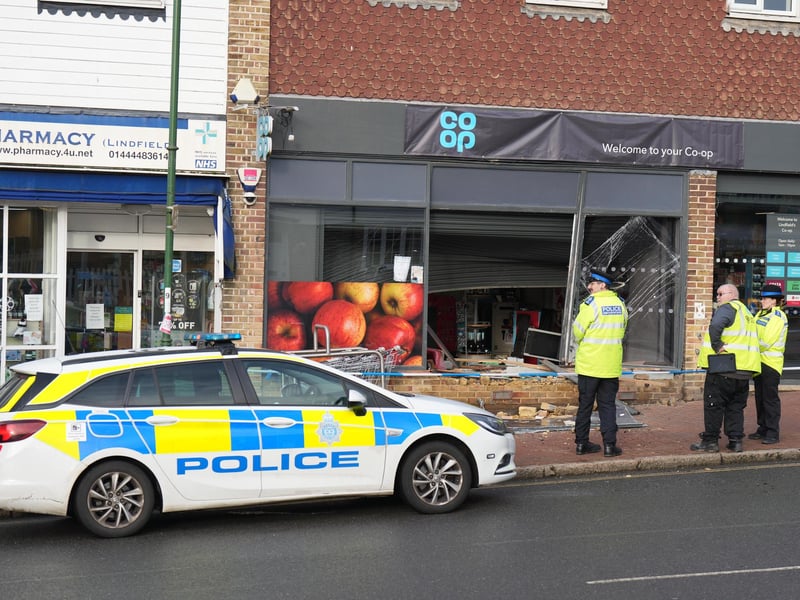The damaged front of the Co-op in Lindfield. Photo: Eddie Mitchell