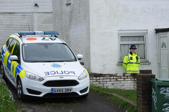 Police in Brighton have arrested a man on suspicion of attempted murder after a woman was taken to hospital with serious injuries. Forensics have been pictured at a house in Cowley Drive