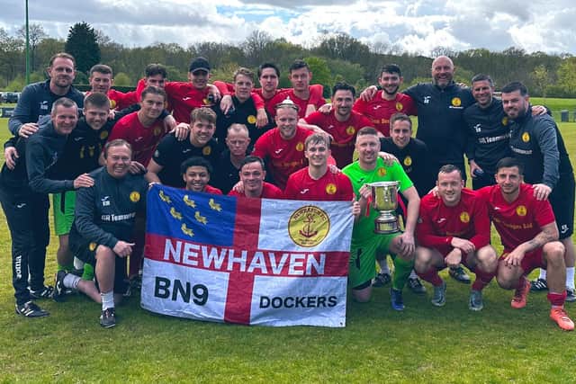 Newhaven celebrate winning the Peter Bentley Cup